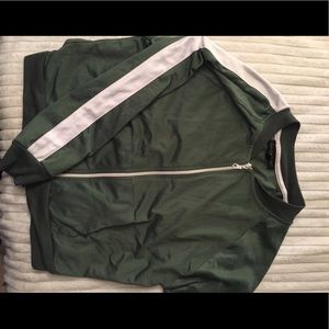 Green stripped zip jacket